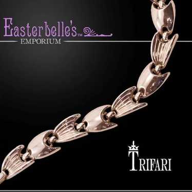 Stylish Crown Trifari Silver-Tone Bracelet