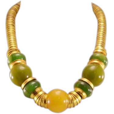 Bold Bakelite and Brass Necklace Vintage Fashion … - image 1