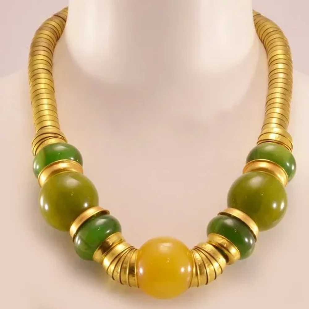 Bold Bakelite and Brass Necklace Vintage Fashion … - image 2