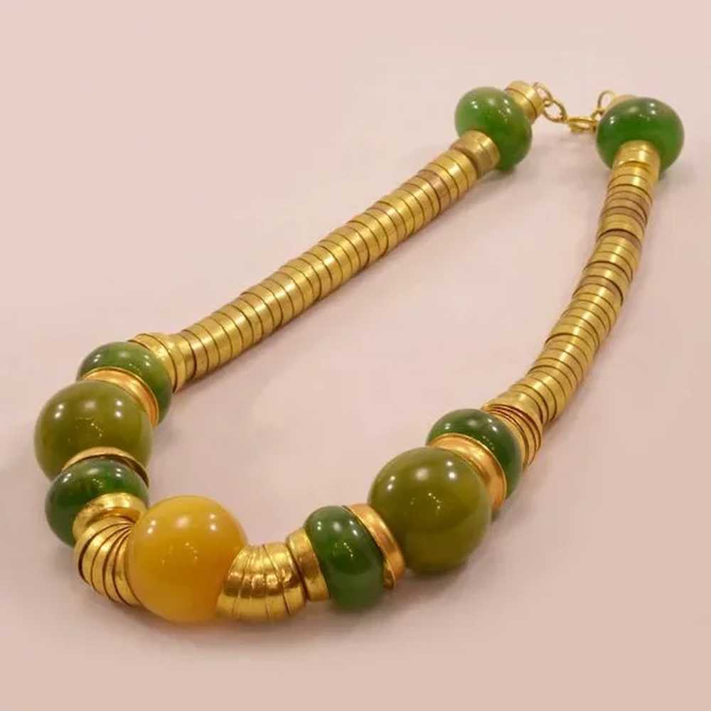 Bold Bakelite and Brass Necklace Vintage Fashion … - image 5