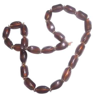 Bold Vintage Root Beer Lucite Bead Necklace