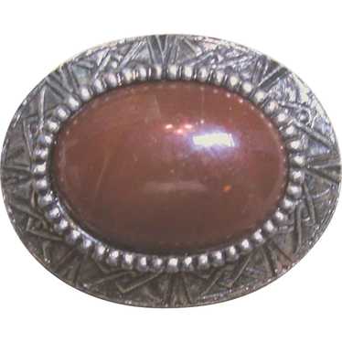Polished Sard Chalcedony Quartz Brooch - image 1