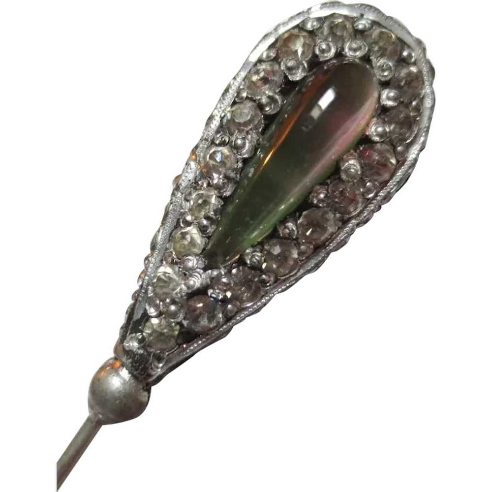 Fine Victorian Silver Paste Stone Antique Hatpin - image 1