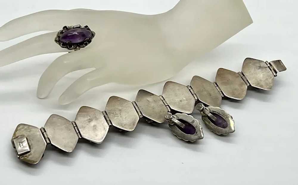 Beautiful Mexico Silver Amethyst Parure Bracelet,… - image 3