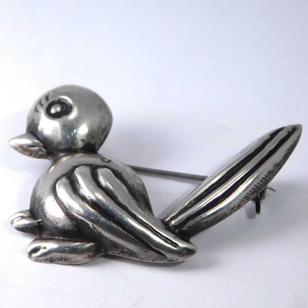 Mid-Century Mexican Silver Bird Brooch Rare Uniqu… - image 2