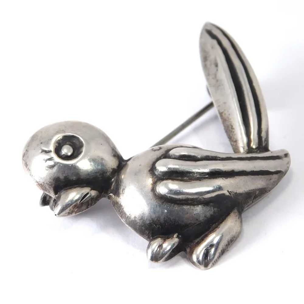 Mid-Century Mexican Silver Bird Brooch Rare Uniqu… - image 3