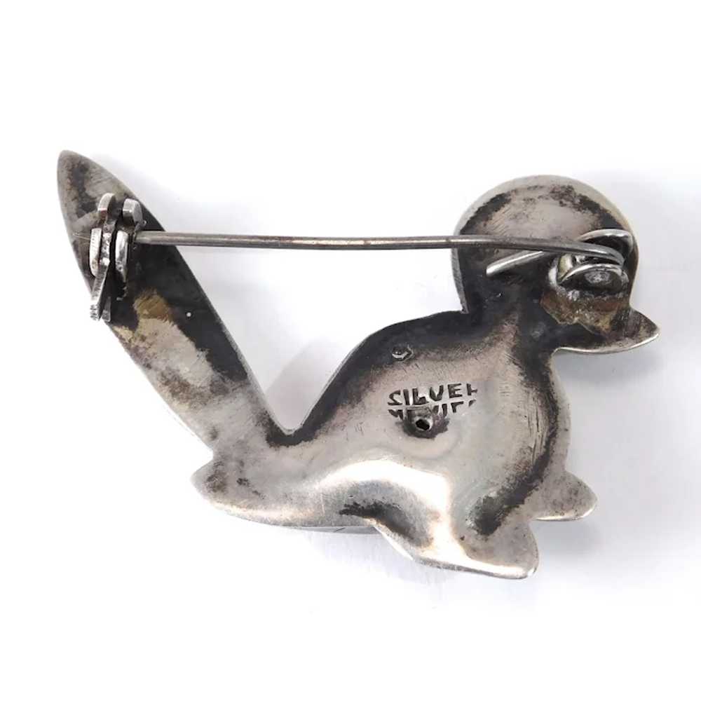 Mid-Century Mexican Silver Bird Brooch Rare Uniqu… - image 4