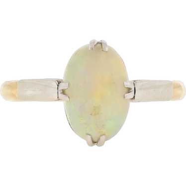 Vintage Opal Solitaire Ring, Double Claw Design 9… - image 1