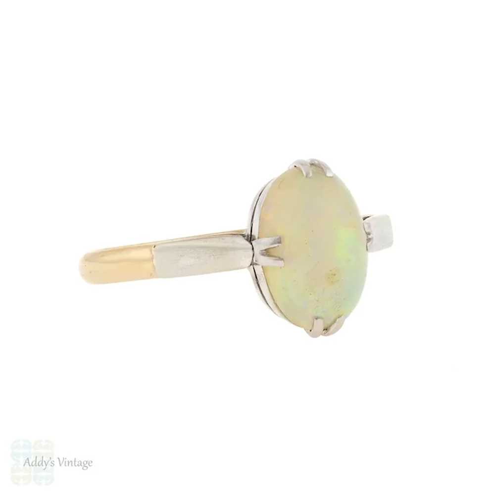 Vintage Opal Solitaire Ring, Double Claw Design 9… - image 2