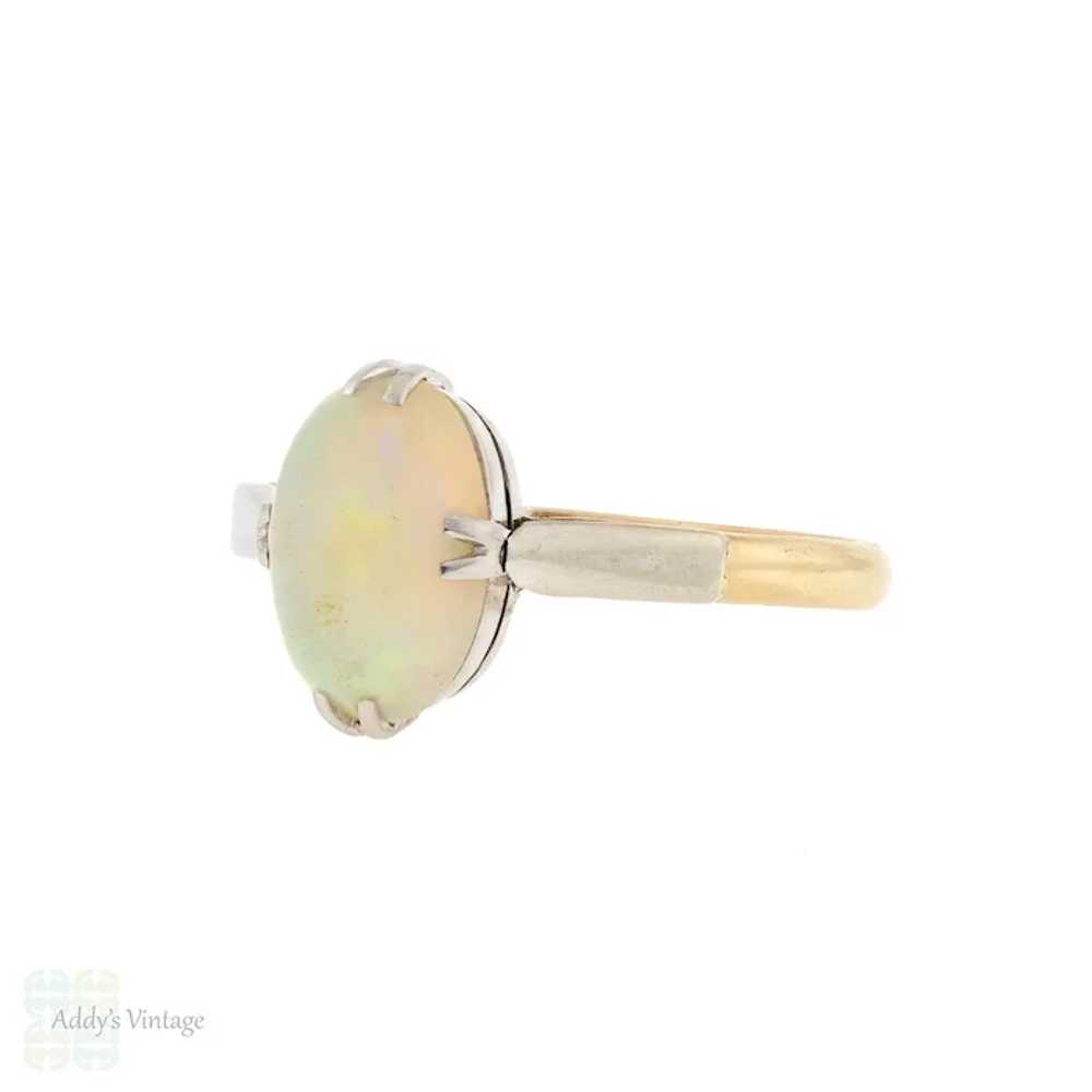 Vintage Opal Solitaire Ring, Double Claw Design 9… - image 3