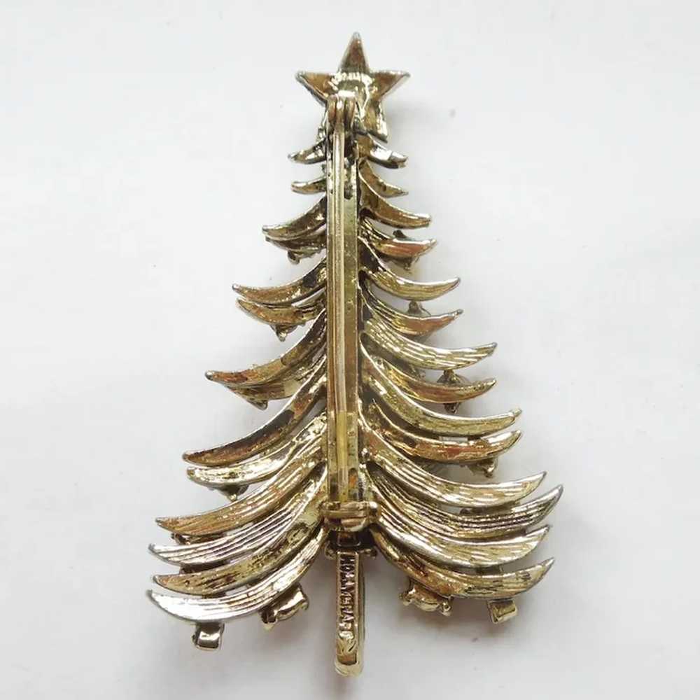 Sparkly Hollycraft Christmas Tree Pin with Rhines… - image 6