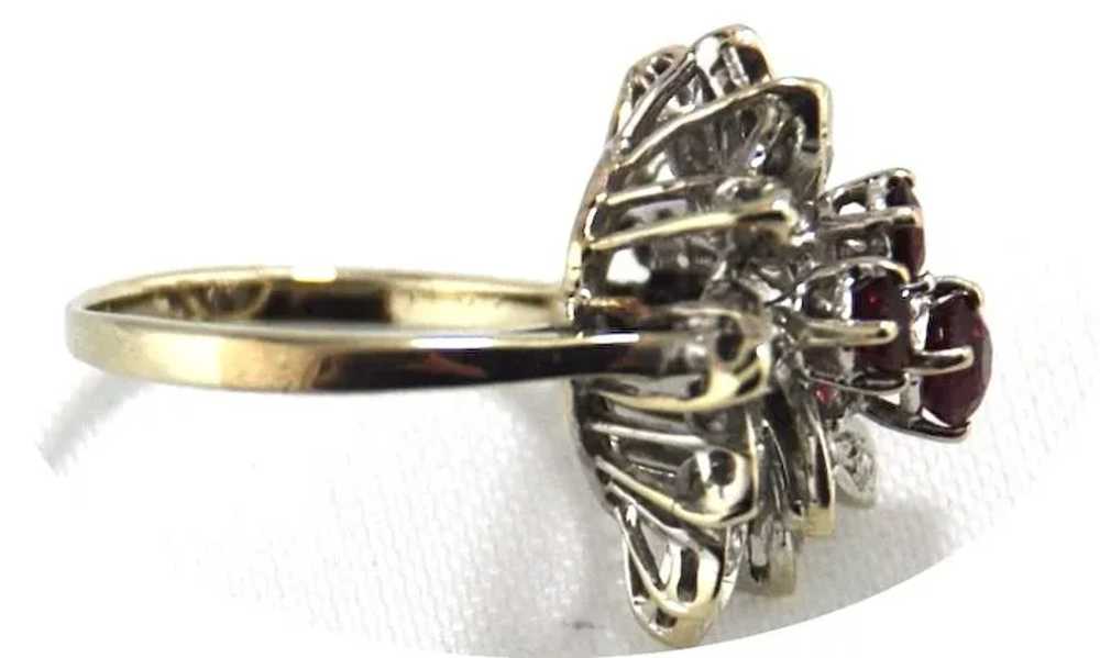 Ruby & Diamond Ring 18kt White Gold Cocktail Ring - image 3