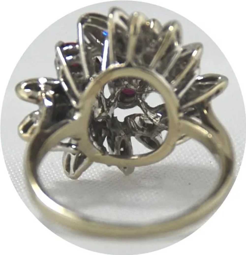 Ruby & Diamond Ring 18kt White Gold Cocktail Ring - image 4