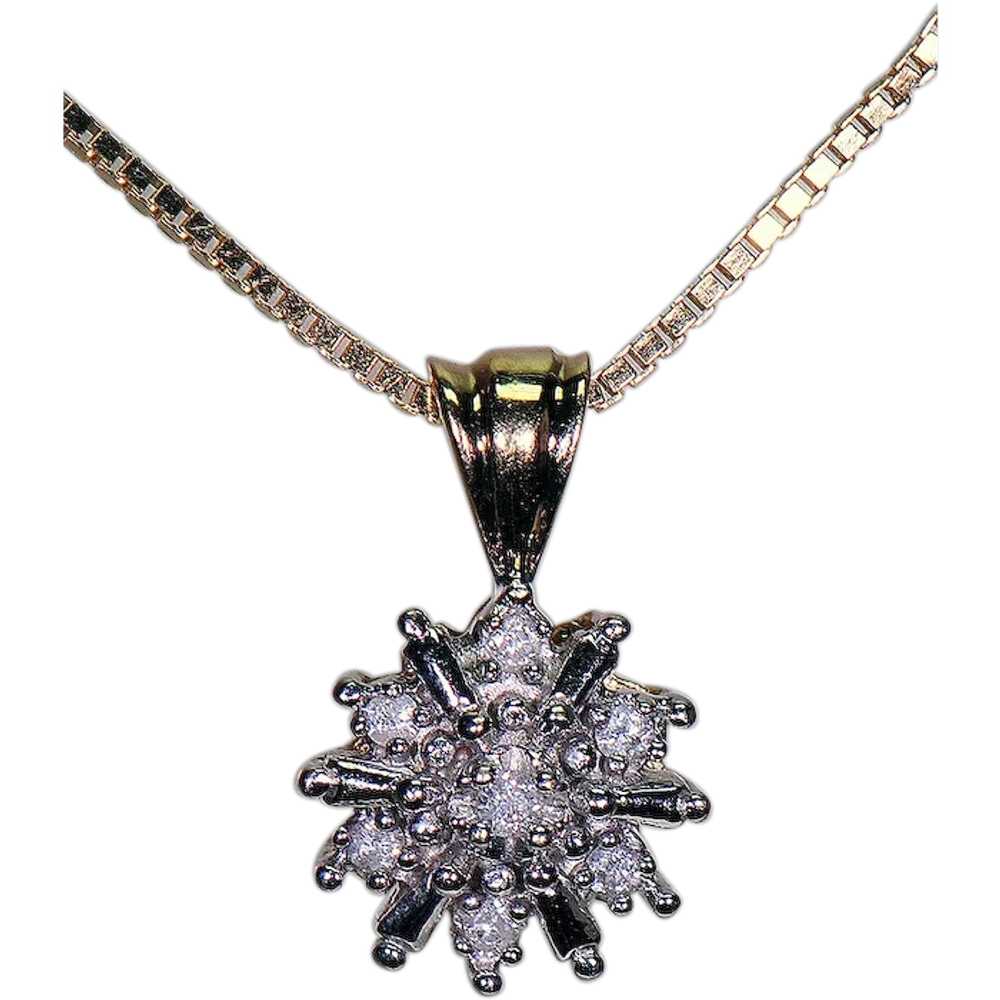 14K Necklace w/ Small Diamond Pendant - image 1