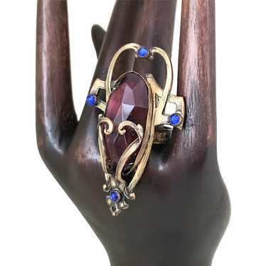 Art Nouveau Amethyst-Purple Stone Ring