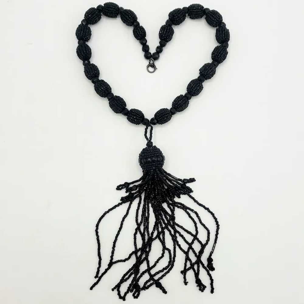 TANTALIZING Tassel Black Beaded Necklace - image 2