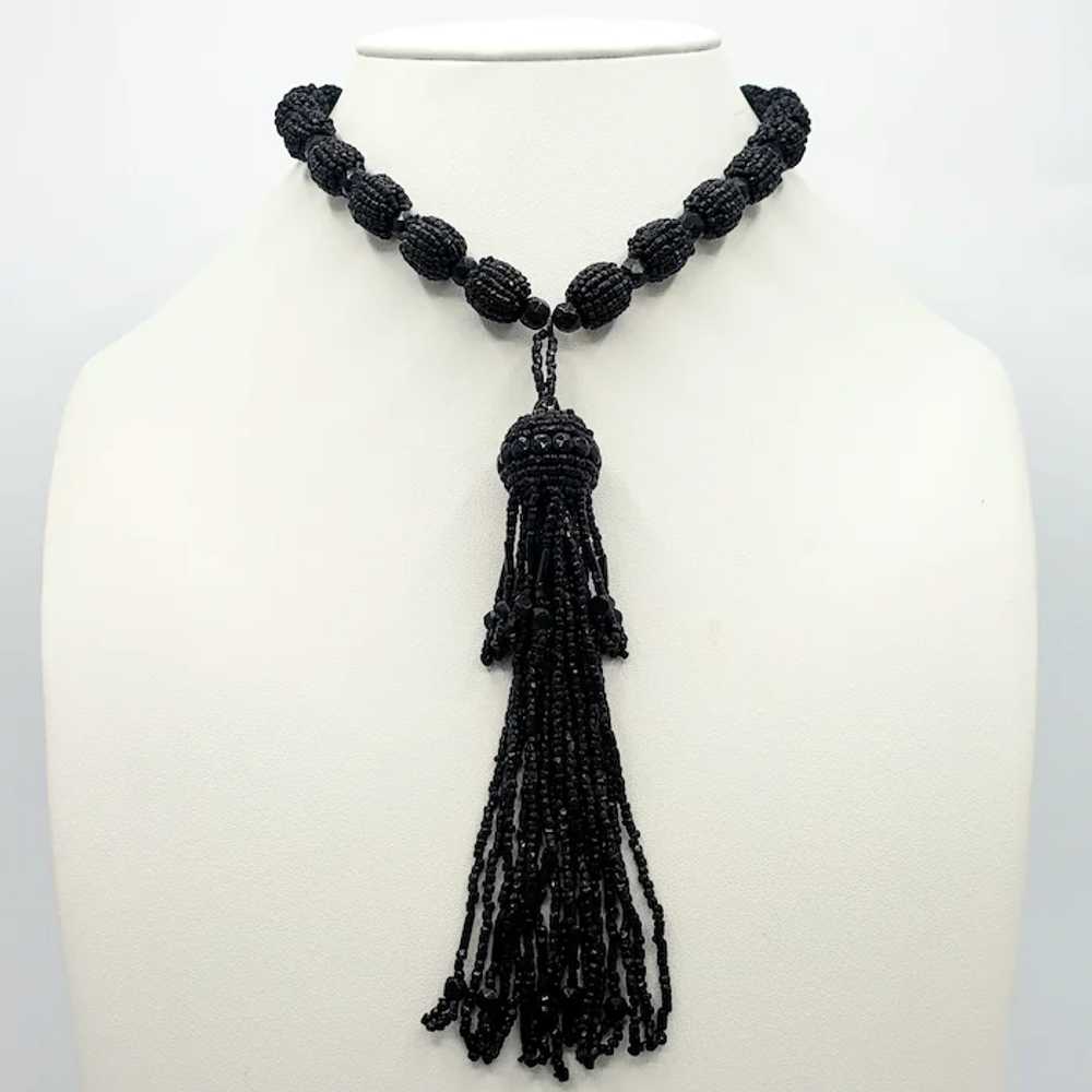 TANTALIZING Tassel Black Beaded Necklace - image 3