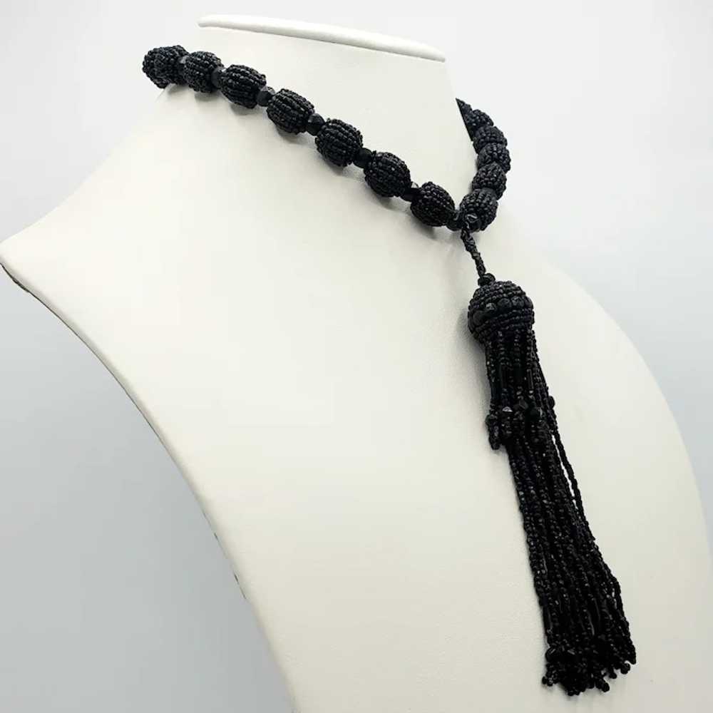 TANTALIZING Tassel Black Beaded Necklace - image 4