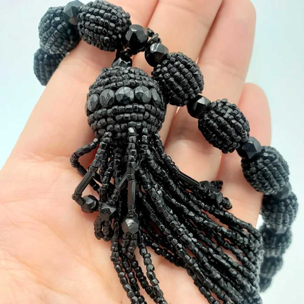 TANTALIZING Tassel Black Beaded Necklace - image 6