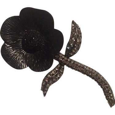 Dramatic Black Flower Pin - image 1