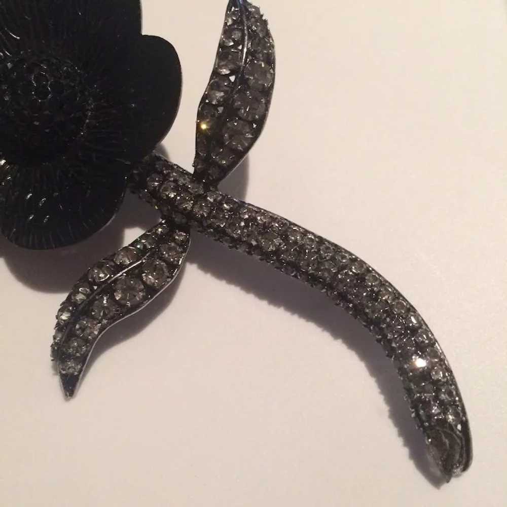 Dramatic Black Flower Pin - image 3