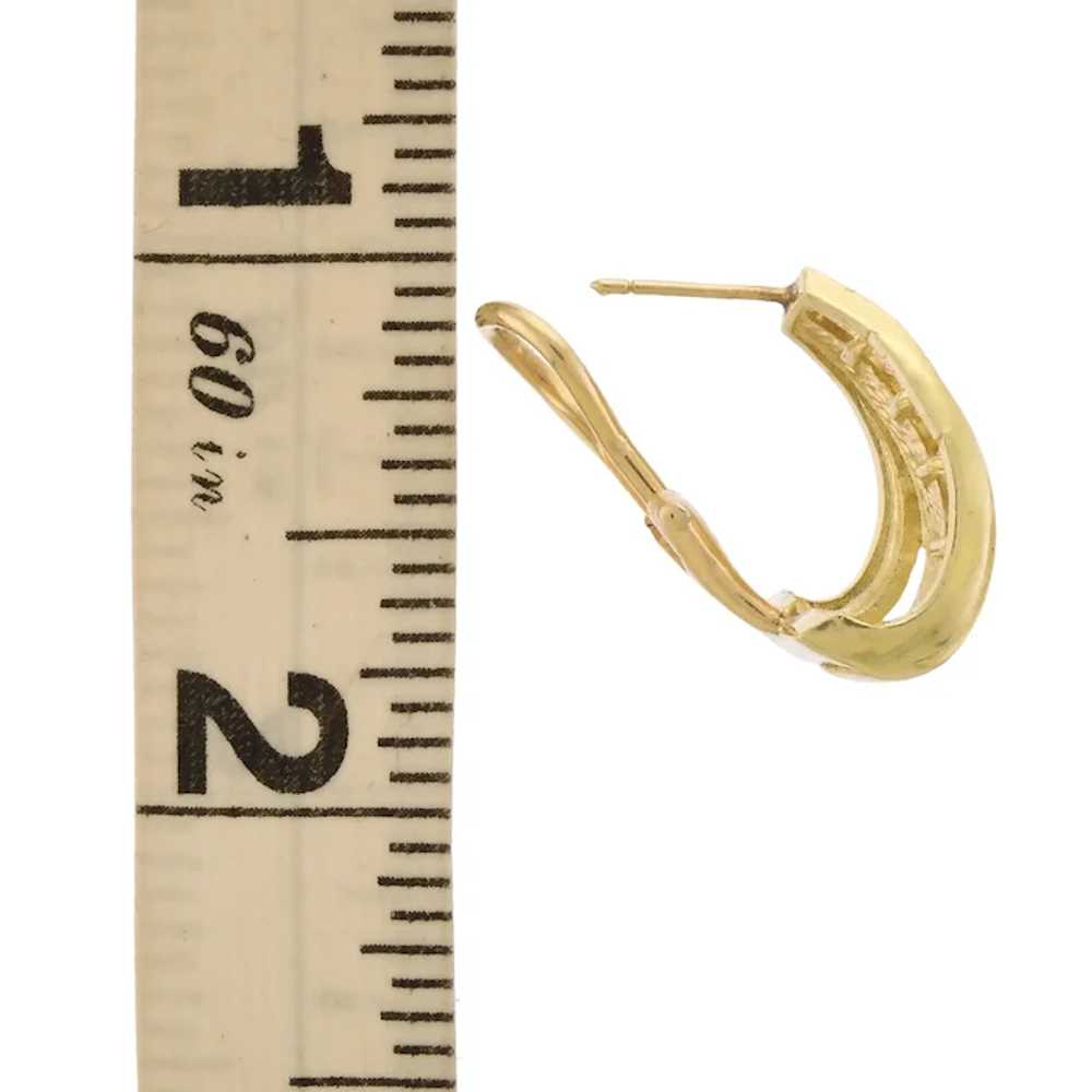 14k Gold Tapered Hoop Earrings with Diamonds - image 5