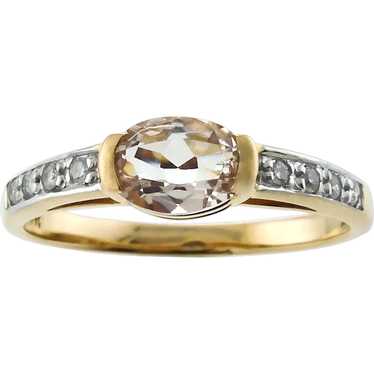 Elegant Morganite and Diamond Accented 14k Ring