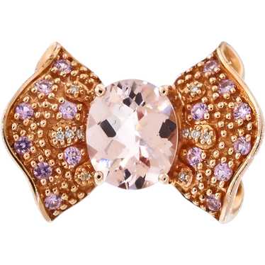 Stunning Retro 14k Rose Gold Bow with Morganite, … - image 1