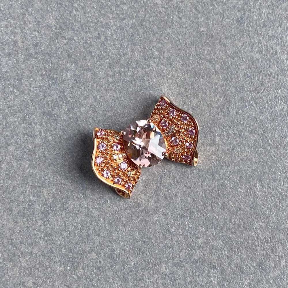 Stunning Retro 14k Rose Gold Bow with Morganite, … - image 2