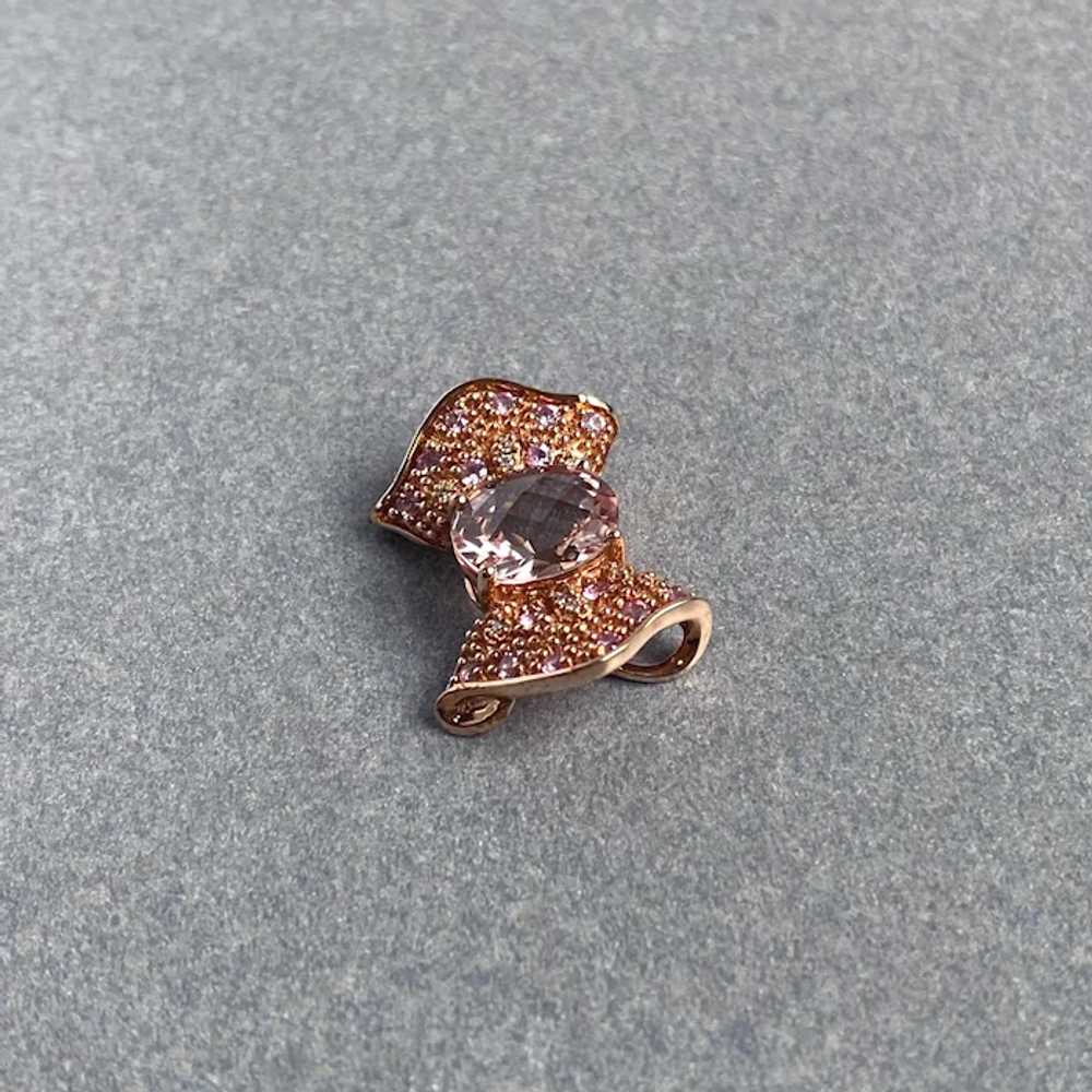 Stunning Retro 14k Rose Gold Bow with Morganite, … - image 3