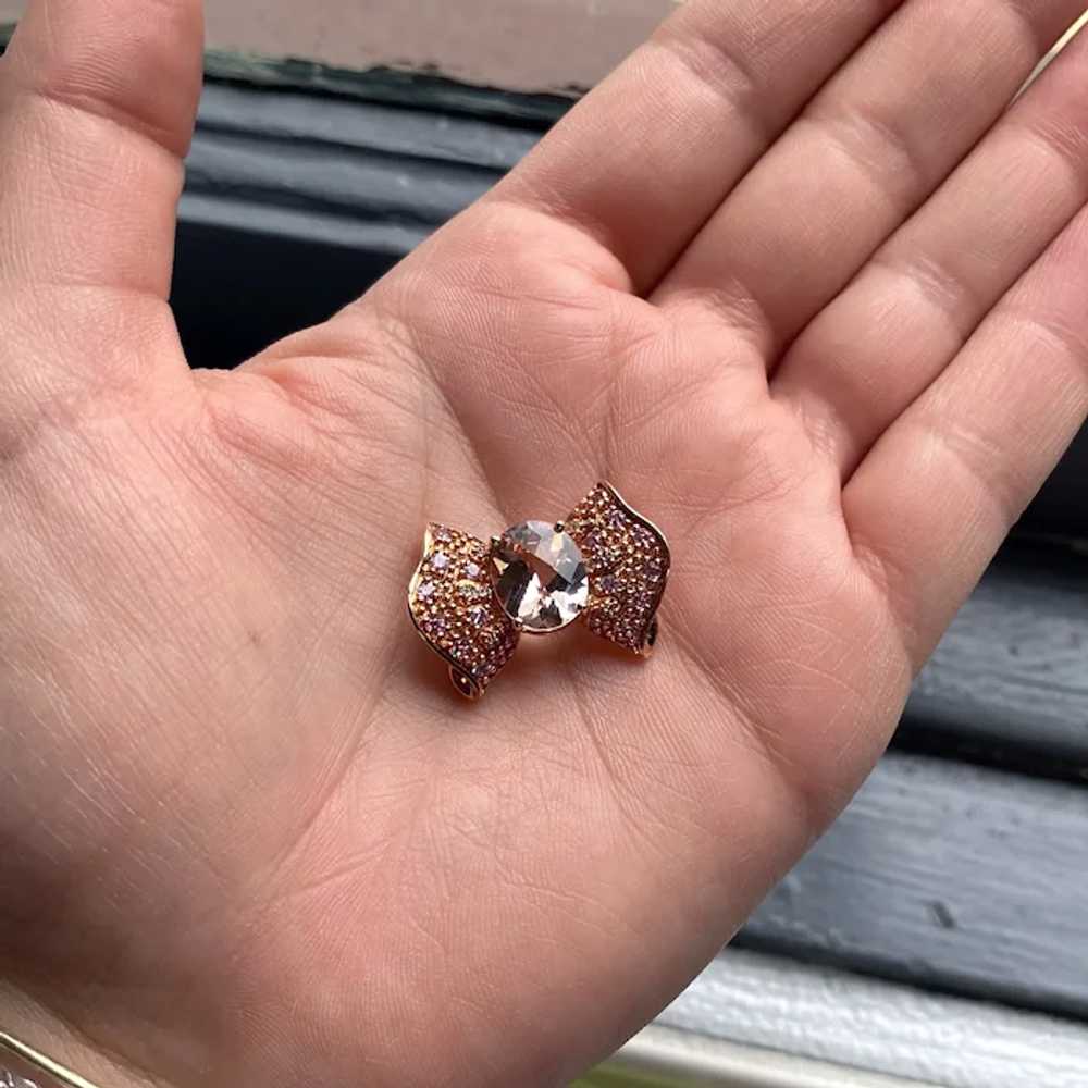 Stunning Retro 14k Rose Gold Bow with Morganite, … - image 7