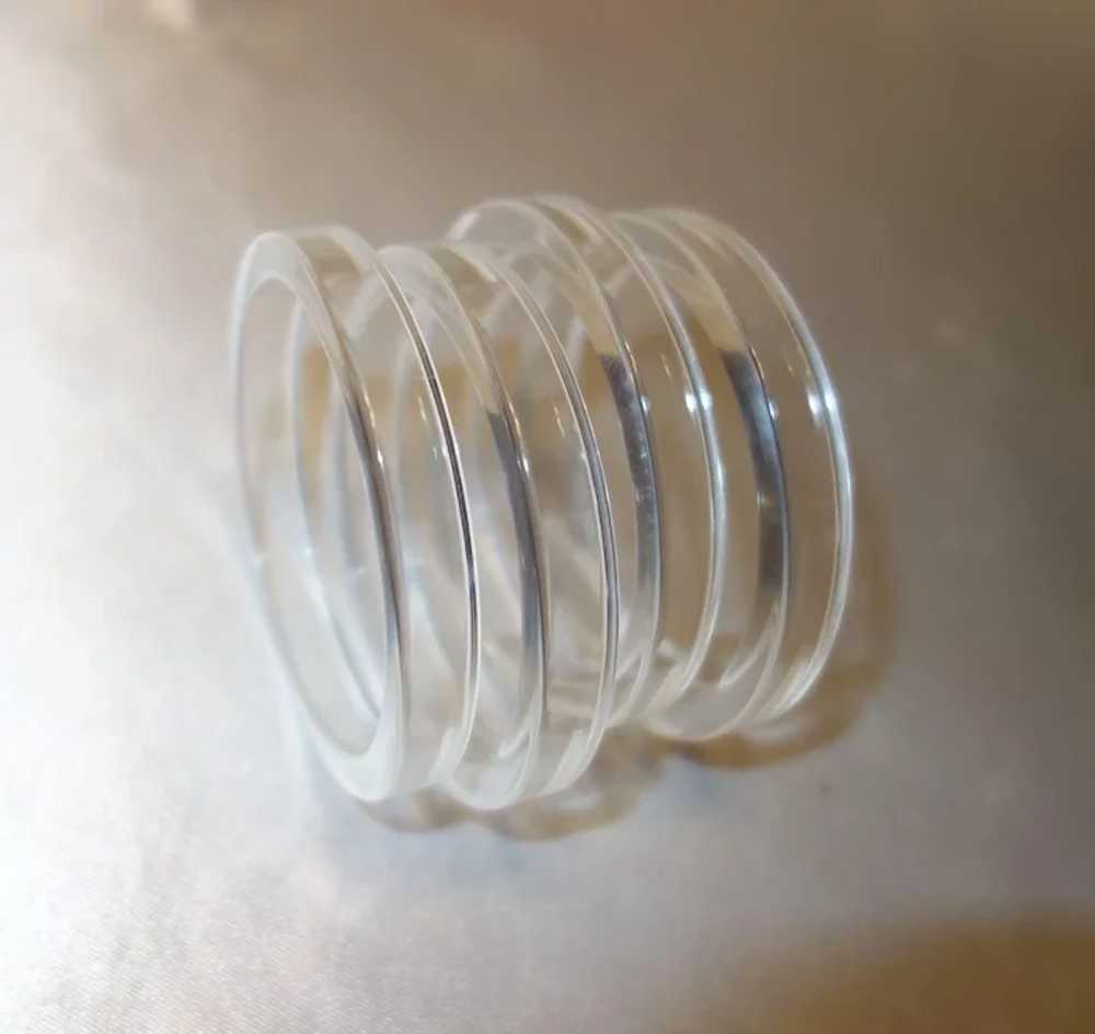 Four Clear Sliced Lucite Bangle Bracelets - image 4