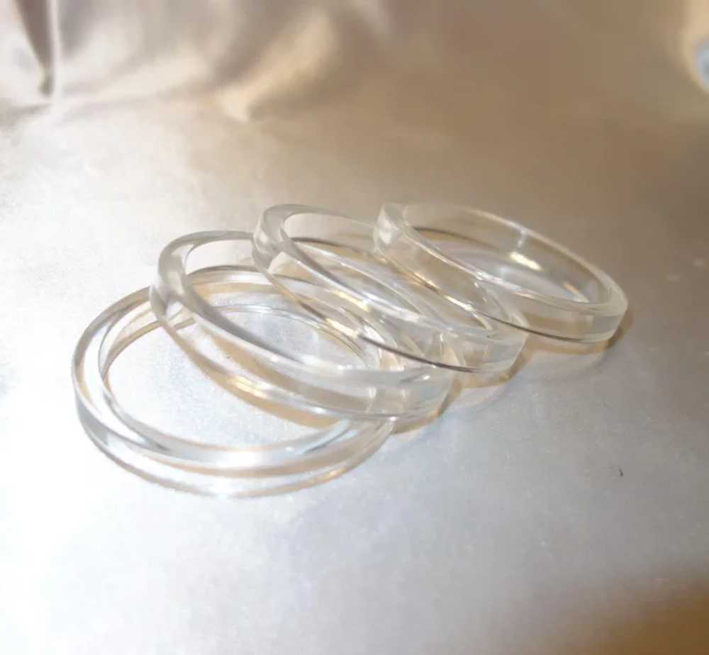 Four Clear Sliced Lucite Bangle Bracelets - image 5