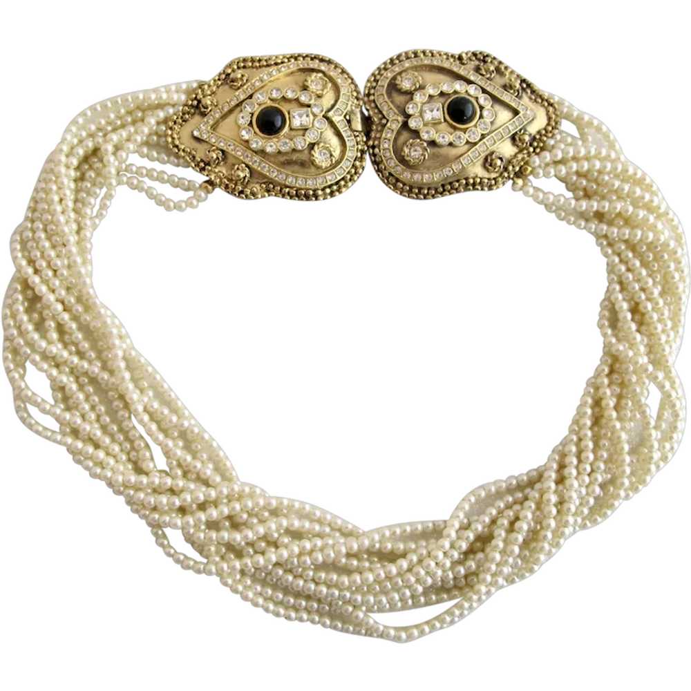 Vintage Ugo Correani Muti-Strand Faux Seed Pearl … - image 1