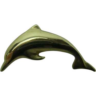 14K Gold Leaping Dolphin Slide Pendant