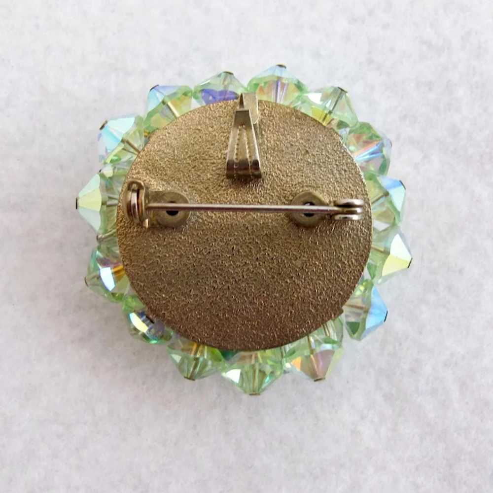 Vintage Green Crystal and Faux Pearl Pin / Pendant - image 7