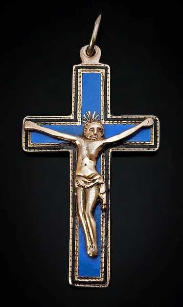 Rare c. 1811 Gold and Enamel Pectoral Cross Pendan