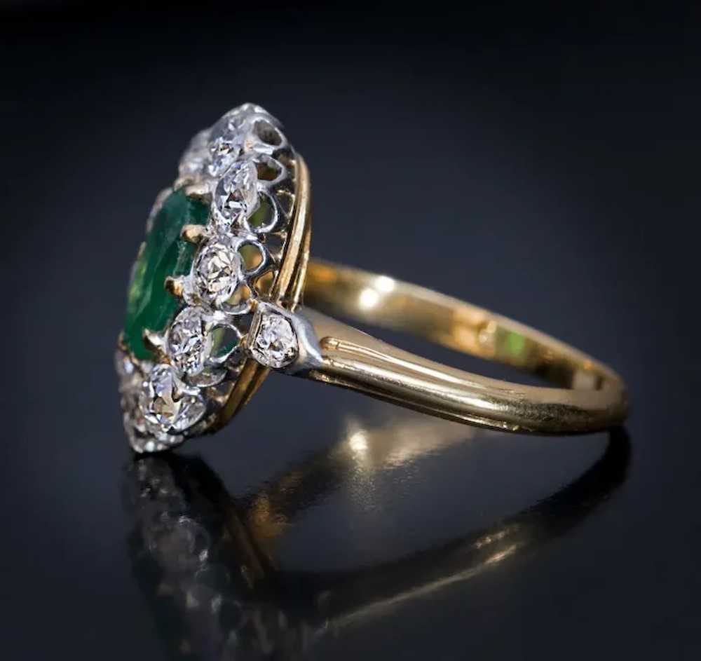 Antique Edwardian Emerald Diamond Engagement Ring - image 2