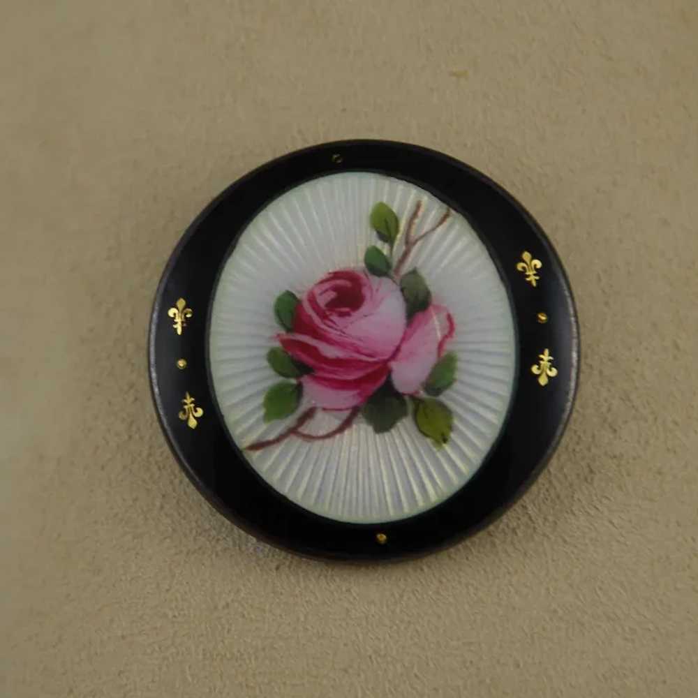 Victorian Enamel & Sterling Brooch and Button Set - image 2