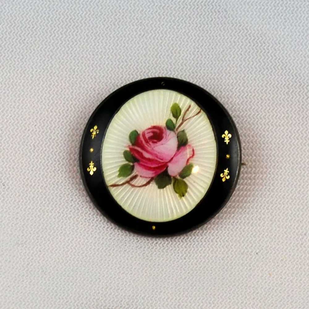 Victorian Enamel & Sterling Brooch and Button Set - image 3