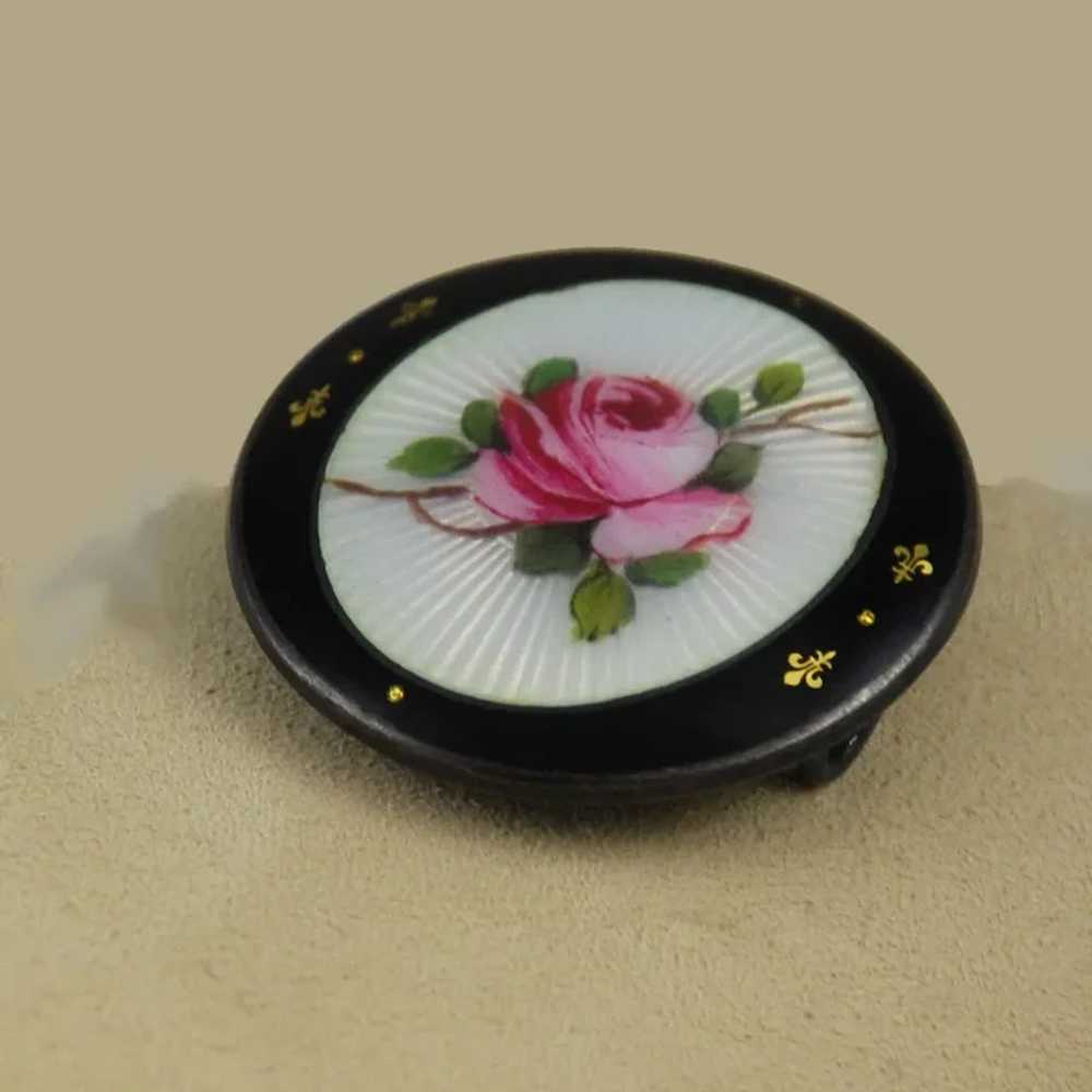 Victorian Enamel & Sterling Brooch and Button Set - image 4