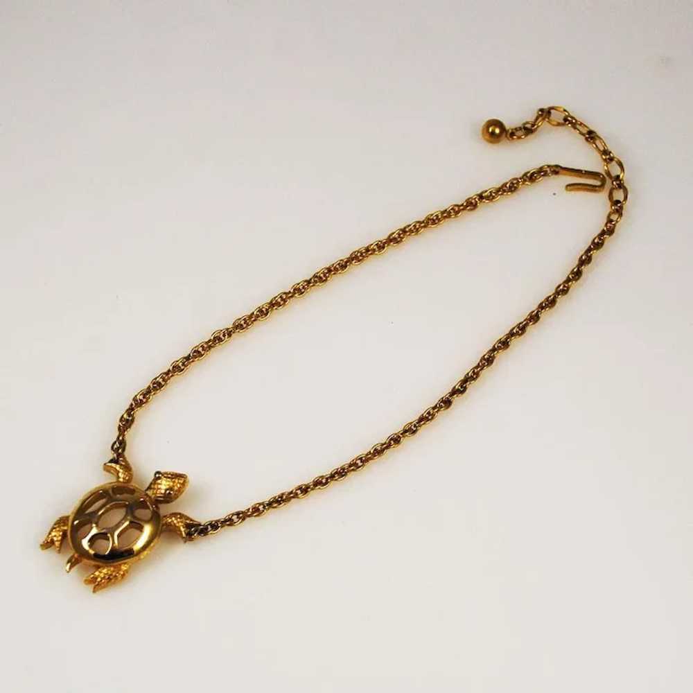 Trifari Gold Turtle Necklace Vintage - image 2