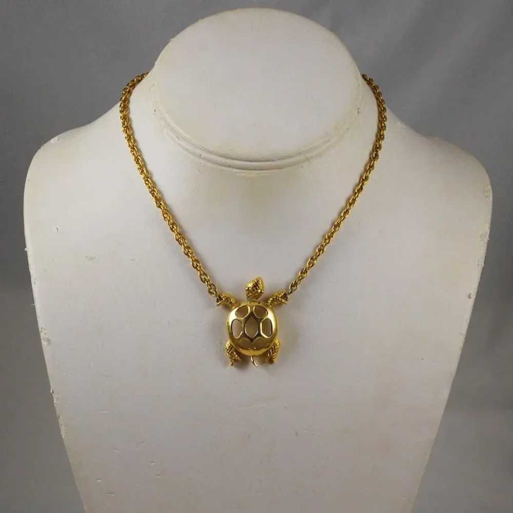 Trifari Gold Turtle Necklace Vintage - image 3