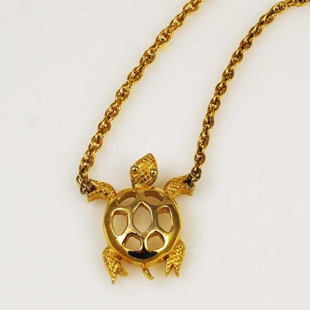 Trifari Gold Turtle Necklace Vintage - image 4