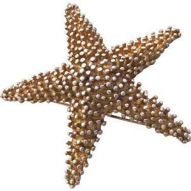 Vintage Starfish Pin Brooch - Gold Tone - image 1
