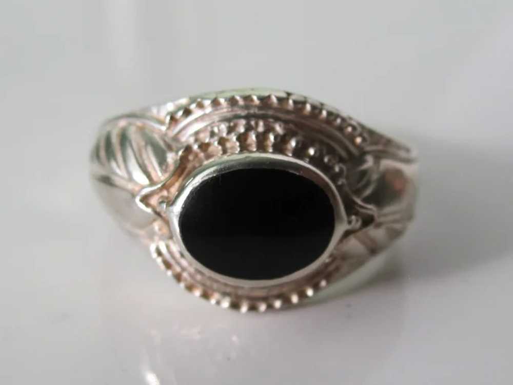 Vintage Sterling Silver Ring With Black Onyx Stone - image 3