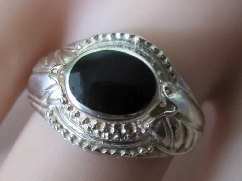 Vintage Sterling Silver Ring With Black Onyx Stone - image 5