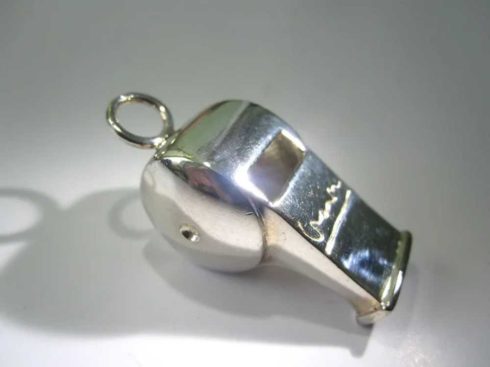 Vintage Sterling Silver Blowing Whistle Pendant - image 2