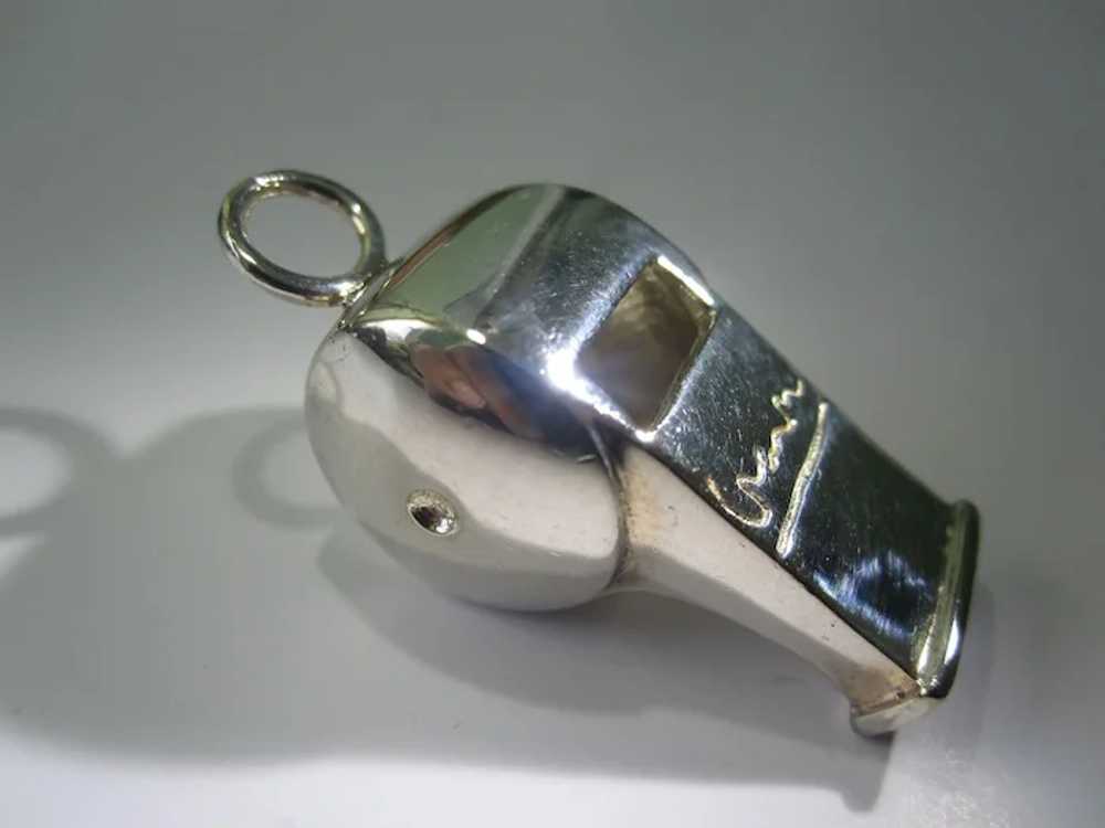 Vintage Sterling Silver Blowing Whistle Pendant - image 3