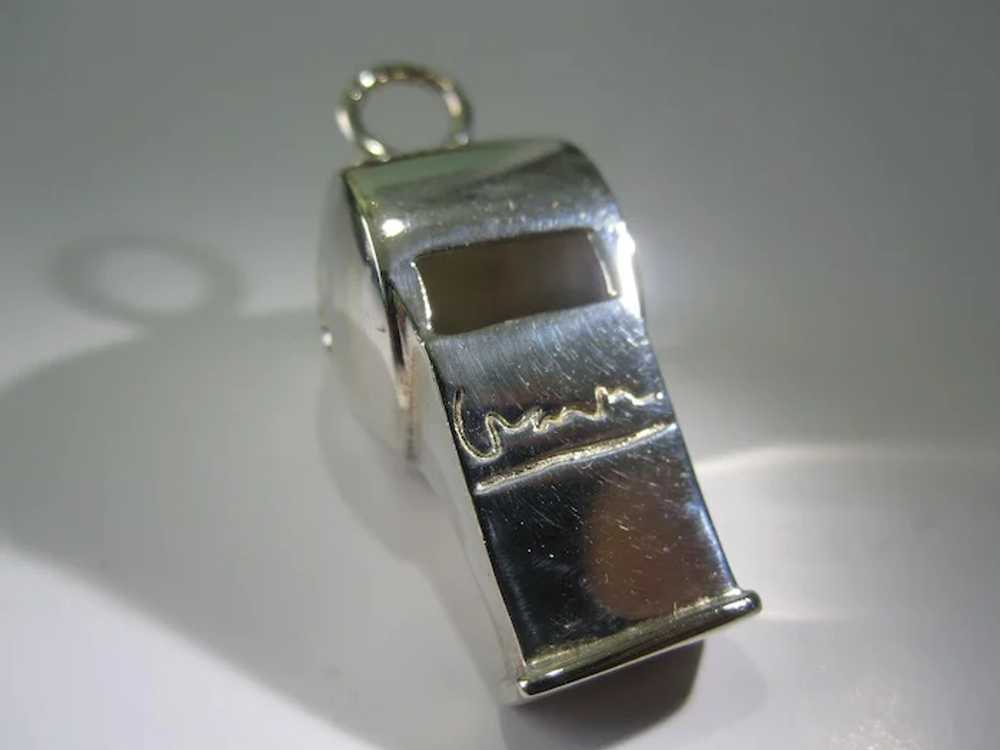 Vintage Sterling Silver Blowing Whistle Pendant - image 4